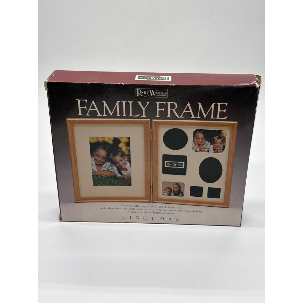 Rare Woods Family Frame Light Oak 8x10 Double Picture Frame Hinged Wood Collage
